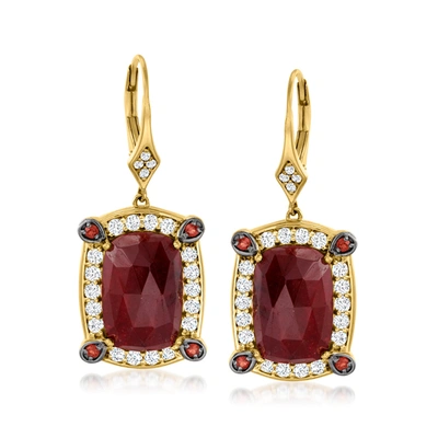 Ross-simons Multi-gemstone Drop Earrings In 18kt Gold Over Sterling In Red