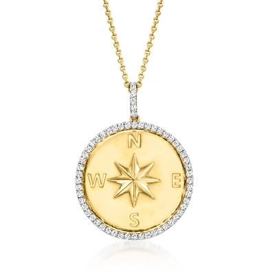 ROSS-SIMONS DIAMOND COMPASS PENDANT NECKLACE IN 18KT GOLD OVER STERLING