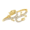 Ross-simons Diamond Dragon Bangle Bracelet In 18kt Gold Over Sterling In Silver