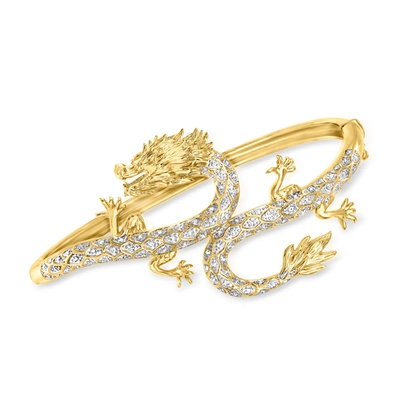 Ross-simons Diamond Dragon Bangle Bracelet In 18kt Gold Over Sterling In Multi
