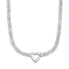 Ross-simons Sterling Silver Cuban-link Heart Necklace In Silver