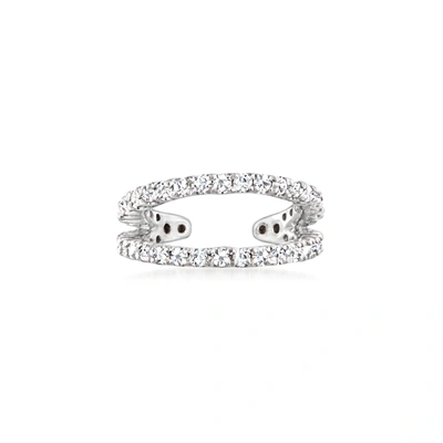 Rs Pure By Ross-simons Diamond 2-row Single Ear Cuff In Sterling Silver