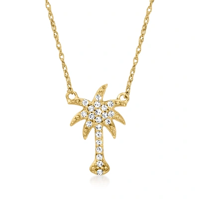 Canaria Fine Jewelry Canaria Diamond Palm Tree Necklace In 10kt Yellow Gold In Silver
