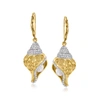 Ross-simons 5mm Cultured Pearl And . White Topaz Drop Earrings In 18kt Gold Over Sterling In Silver