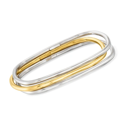 Ross-simons Italian 2-tone Sterling Silver Jewelry Set: 3 Square Bangle Bracelets In Multi