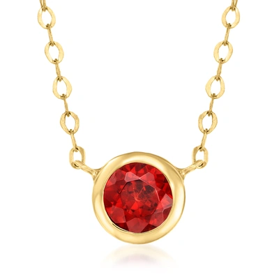Canaria Fine Jewelry Canaria Bezel-set Garnet Necklace In 10kt Yellow Gold In Red