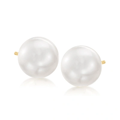 Ross-simons 9-10mm Cultured Pearl Stud Earrings In 14kt Yellow Gold In White