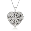 ROSS-SIMONS DIAMOND FLORAL HEART LOCKET NECKLACE IN STERLING SILVER