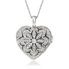 Ross-simons Diamond Floral Heart Locket Necklace In Sterling Silver In Multi