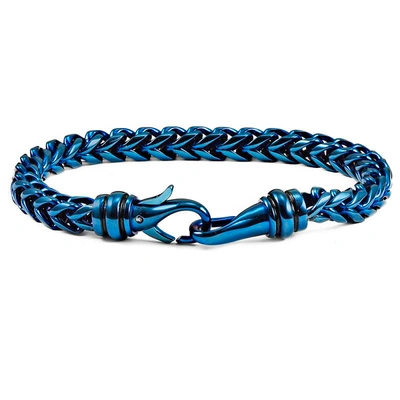 Crucible Jewelry Crucible Los Angeles Gold Polished 6mm Stainless Steel Franco Chain Bracelet - 8" In Blue