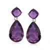 Ross-simons Amethyst Drop Earrings In Sterling Silver In Purple