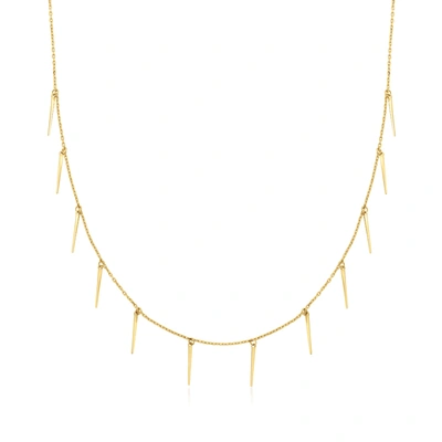 Rs Pure Ross-simons 14kt Yellow Gold Spike Drop Necklace In White