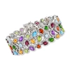 Ross-simons Multi-gemstone 3-row Bracelet In Sterling Silver In Pink