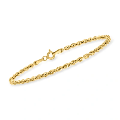Rs Pure Ross-simons Italian 14kt Yellow Gold Rope-link Bracelet In White