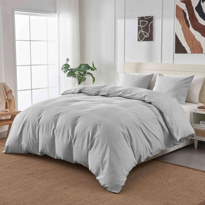 Puredown Peace Nest Solid Faux Flax Linen Duvet Cover Sets - Luxurious Comfort In Blue