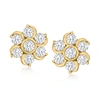 Ross-simons Diamond Flower Earrings In 14kt Yellow Gold In Gold
