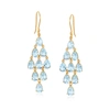 Ross-simons Garnet Chandelier Earrings In 18kt Gold Over Sterling In Blue