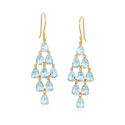 Ross-simons Garnet Chandelier Earrings In 18kt Gold Over Sterling In Blue