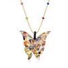 ROSS-SIMONS ITALIAN MULTICOLORED MURANO GLASS BUTTERFLY PENDANT NECKLACE WITH 18KT GOLD OVER STERLING