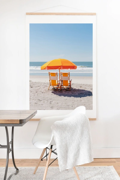 Deny Designs Bethany Young Photography Folly Beach Ii Art Print With Oak Hanger In Orange