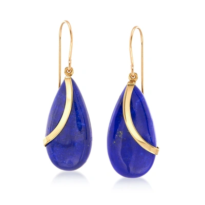 Ross-simons Lapis And 14kt Yellow Gold Teardrop Earrings In Blue