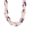 Ross-simons Cultured Pearl, Rose Quartz And Amethyst Torsade Necklace In Sterling Silver In Silver