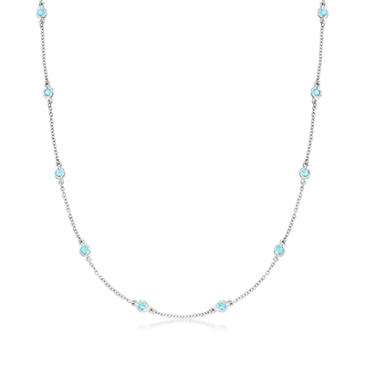 Ross-simons Bezel-set Swiss Blue Topaz Station Necklace In Sterling Silver