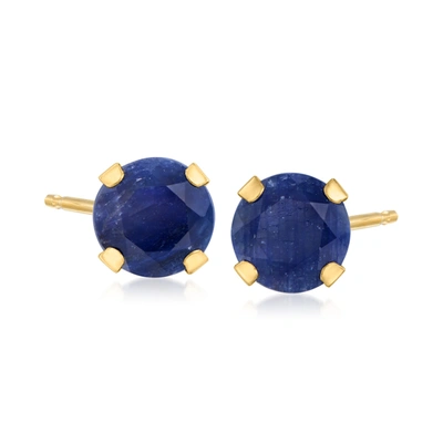 Ross-simons Sapphire Martini Stud Earrings In 14kt Yellow Gold In Blue