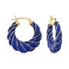 Ross-simons Carved Lapis Hoop Earrings With 14kt Yellow Gold In Blue