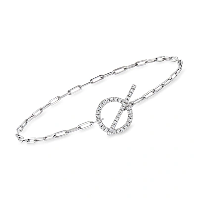 Rs Pure By Ross-simons Diamond Toggle Paper Clip Link Bracelet In Sterling Silver