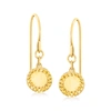 Ross-simons Italian 14kt Yellow Gold Textured And Polished Disc Drop Earrings In Gold