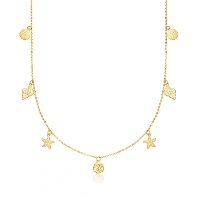 Rs Pure By Ross-simons Italian 14kt Yellow Gold Sea Life Station Necklace