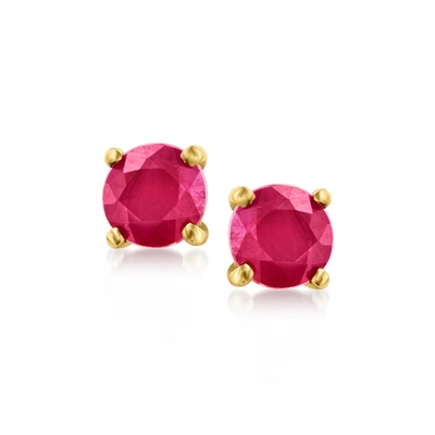 Rs Pure By Ross-simons Ruby Stud Earrings In 14kt Yellow Gold In Red