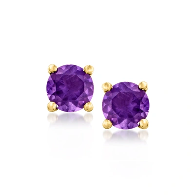 Rs Pure By Ross-simons Amethyst Stud Earrings In 14kt Yellow Gold In Purple
