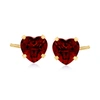 Ross-simons Garnet Heart Martini Stud Earrings In 14kt Yellow Gold In Red