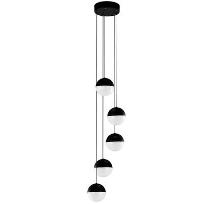 Vonn Lighting Ravello Vac3285bl 5-light Integrated Led Chandelier Lighting Fixture With Globe Shades, Black
