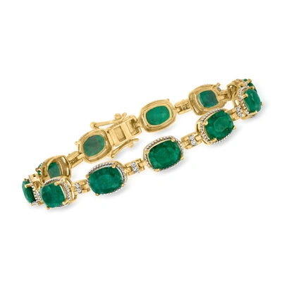 Ross-simons Emerald And . Diamond Bracelet In 18kt Gold Over Sterling In Green
