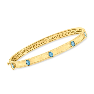 Ross-simons London Blue Station Bangle Bracelet In 18kt Gold Over Sterling In Yellow