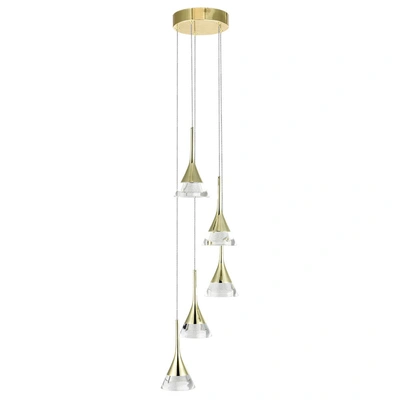 Vonn Lighting Amalfi Vac3215gl 5-light Integrated Led Chandelier Lighting Fixture With Cone Shades, Gold