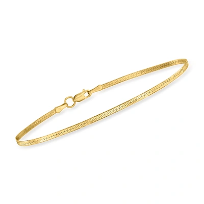 Rs Pure Ross-simons 1.5mm 14kt Yellow Gold Herringbone Bracelet In White