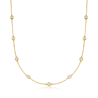 Ross-simons 0.50- Bezel-set Diamond Station Necklace In Sterling Silver In White