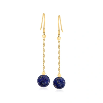 Canaria Fine Jewelry Canaria Lapis Bead Drop Earrings In 10kt Yellow Gold In Blue
