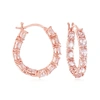 Ross-simons Morganite Inside-outside Oval Hoop Earrings In 18kt Rose Gold Over Sterling In Pink