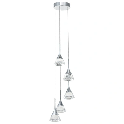 Vonn Lighting Amalfi Vac3215ch 5-light Integrated Led Chandelier Lighting Fixture With Cone Shades, Polished Chrom