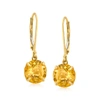 Ross-simons Citrine Drop Earrings In 14kt Yellow Gold In Gold