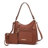 Mkf Collection By Mia K Maeve Vegan Leather Women's Shoulder Bag With Wristlet Pouch- 2 Pieces In Brown