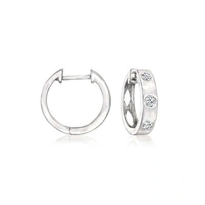 Rs Pure By Ross-simons Diamond Huggie Hoop Earrings In Sterling Silver
