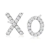 Ross-simons Diamond X/o Mismatched Earrings In 14kt White Gold In Silver