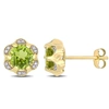 Mimi & Max 1 4/5ct Tgw Peridot And Diamond Accent Flower Stud Earrings In 14k Yellow Gold In Green