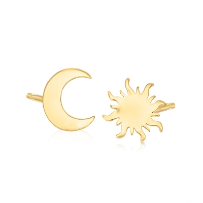Rs Pure By Ross-simons 14kt Yellow Gold Mismatched Sun And Moon Earrings